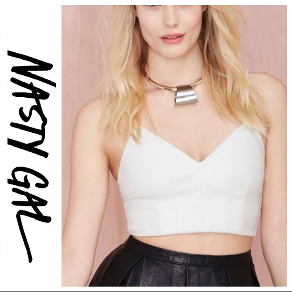 Nasty Gal Tops - 💕SALE💕NWT Nasty Gal Faux White Leather Crop Tank